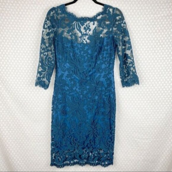 Tadashi Shoji Dresses & Skirts - Tadashi Shoji Blue Floral Lace Sheath Dress